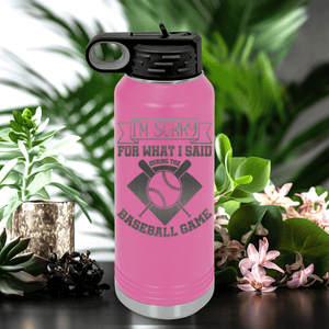 Pink Baseball Water Bottle With Baseball Game Day Regrets Design