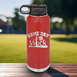 Red Baseball Water Bottle With Baseball Mood Design