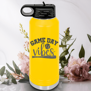 Yellow Baseball Water Bottle With Baseball Mood Design
