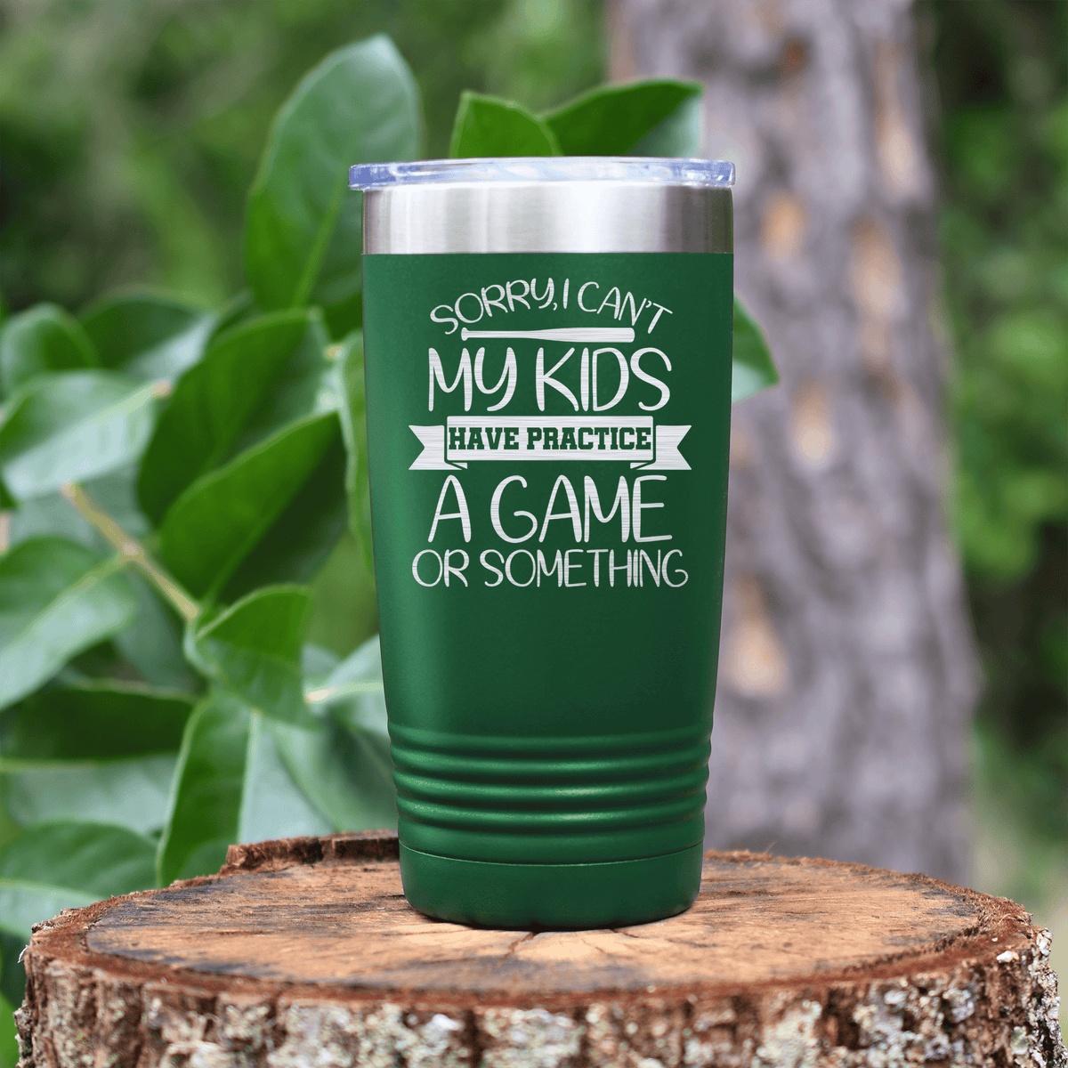 Green baseball tumbler Busy Ballpark Nights