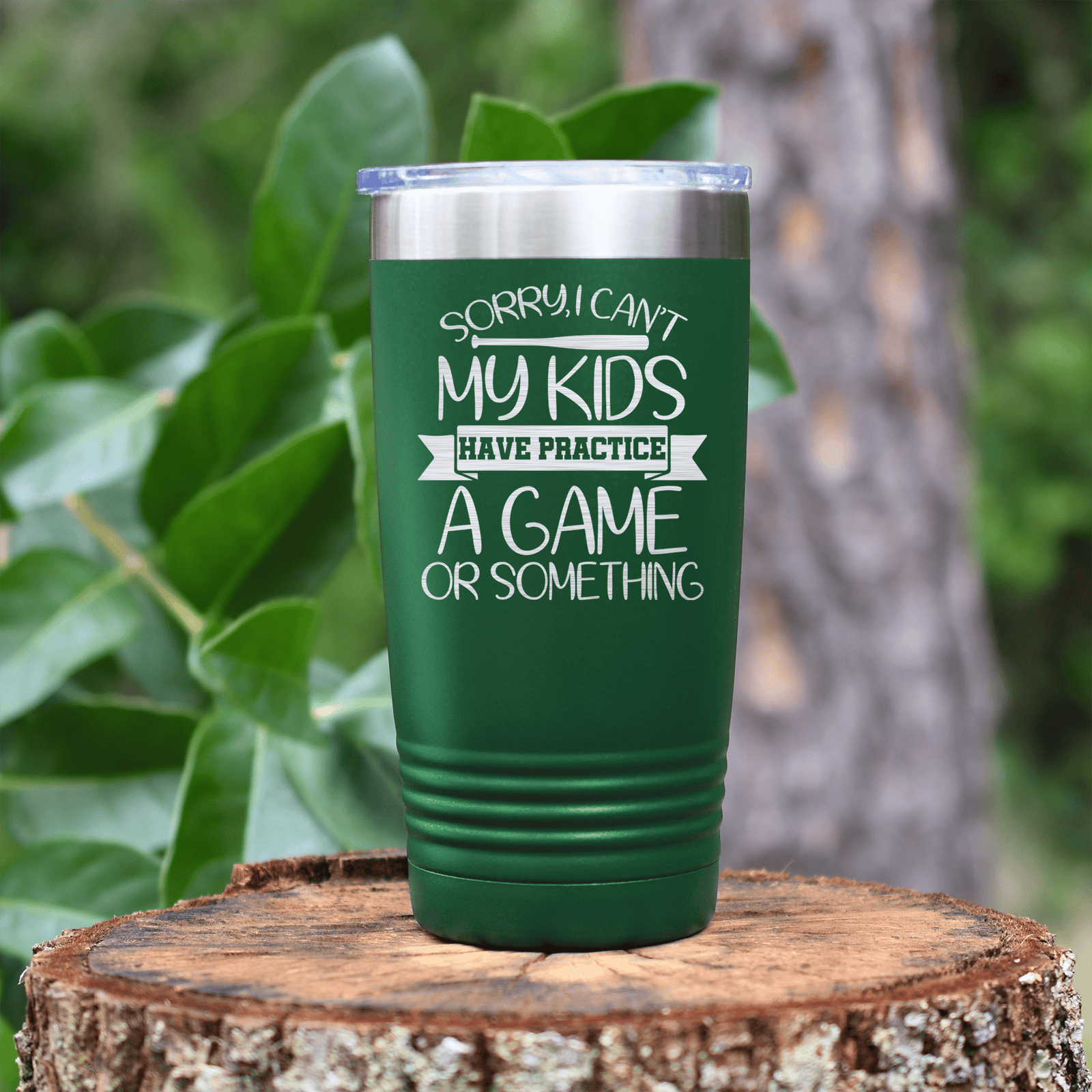 Green baseball tumbler Busy Ballpark Nights