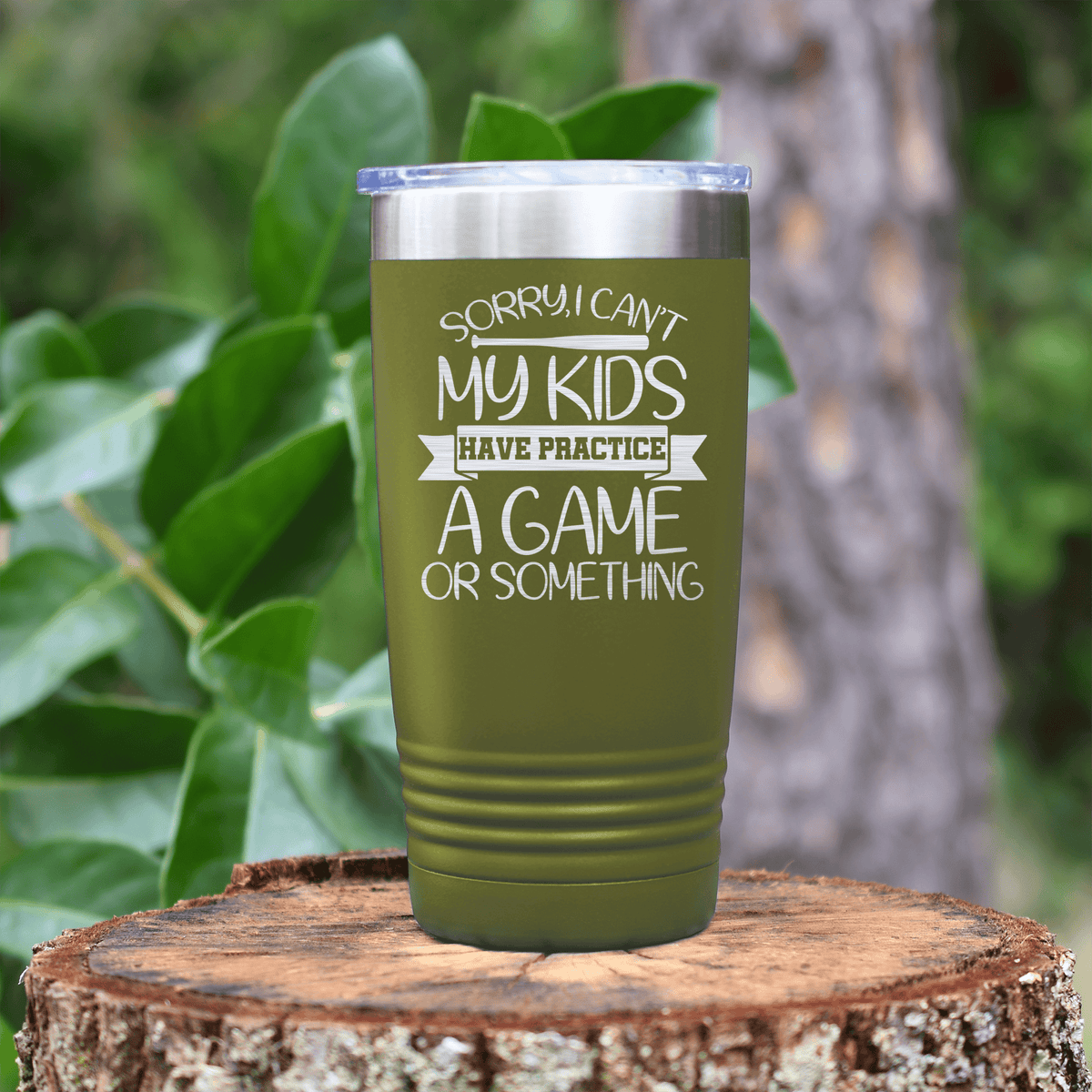 Military Green baseball tumbler Busy Ballpark Nights