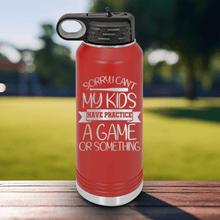 Load image into Gallery viewer, Red Baseball Water Bottle With Busy Ballpark Nights Design
