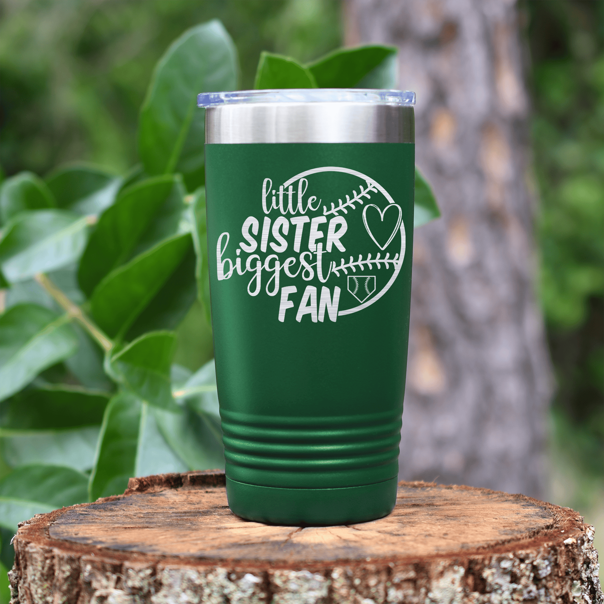 Green baseball tumbler Cheering From The Sidelines Sister