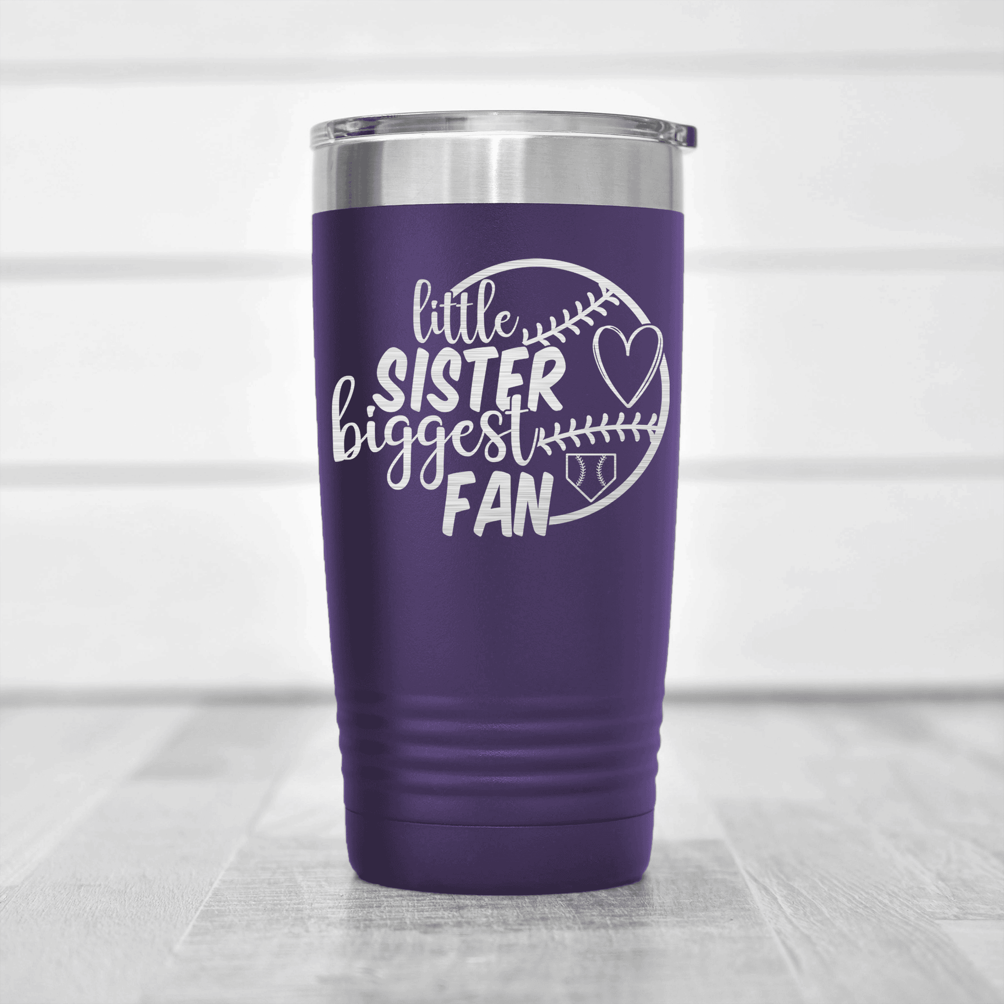 Purple baseball tumbler Cheering From The Sidelines Sister