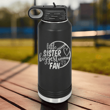 Load image into Gallery viewer, Black Baseball Water Bottle With Cheering From The Sidelines Sister Design
