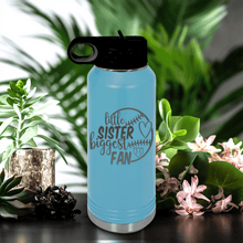 Load image into Gallery viewer, Light Blue Baseball Water Bottle With Cheering From The Sidelines Sister Design
