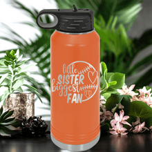 Load image into Gallery viewer, Orange Baseball Water Bottle With Cheering From The Sidelines Sister Design

