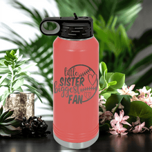 Load image into Gallery viewer, Salmon Baseball Water Bottle With Cheering From The Sidelines Sister Design

