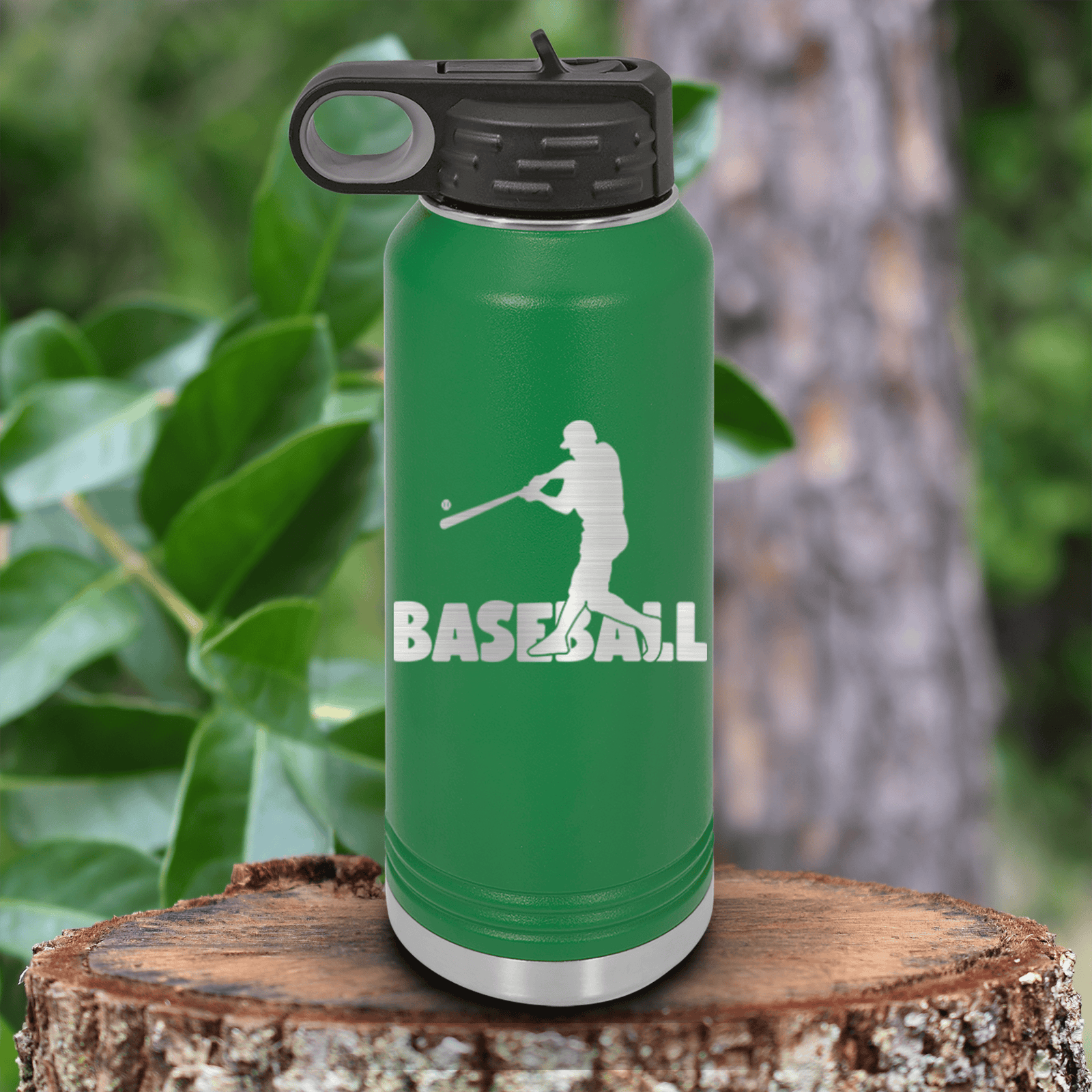 Green Baseball Water Bottle With Diamond Prodigy Design