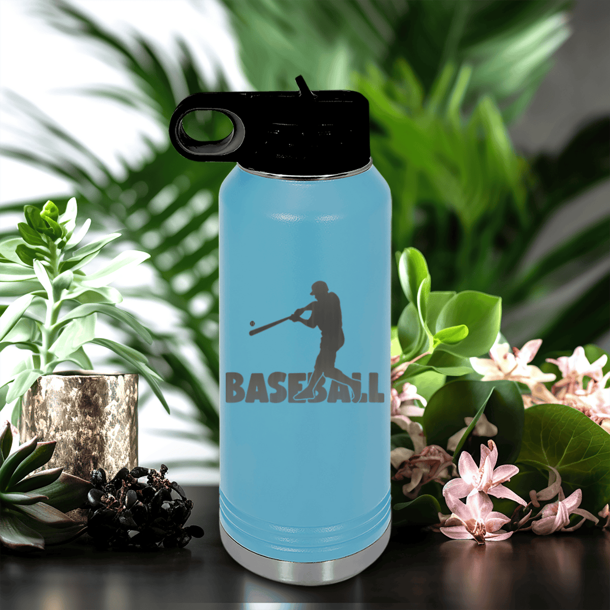 Light Blue Baseball Water Bottle With Diamond Prodigy Design