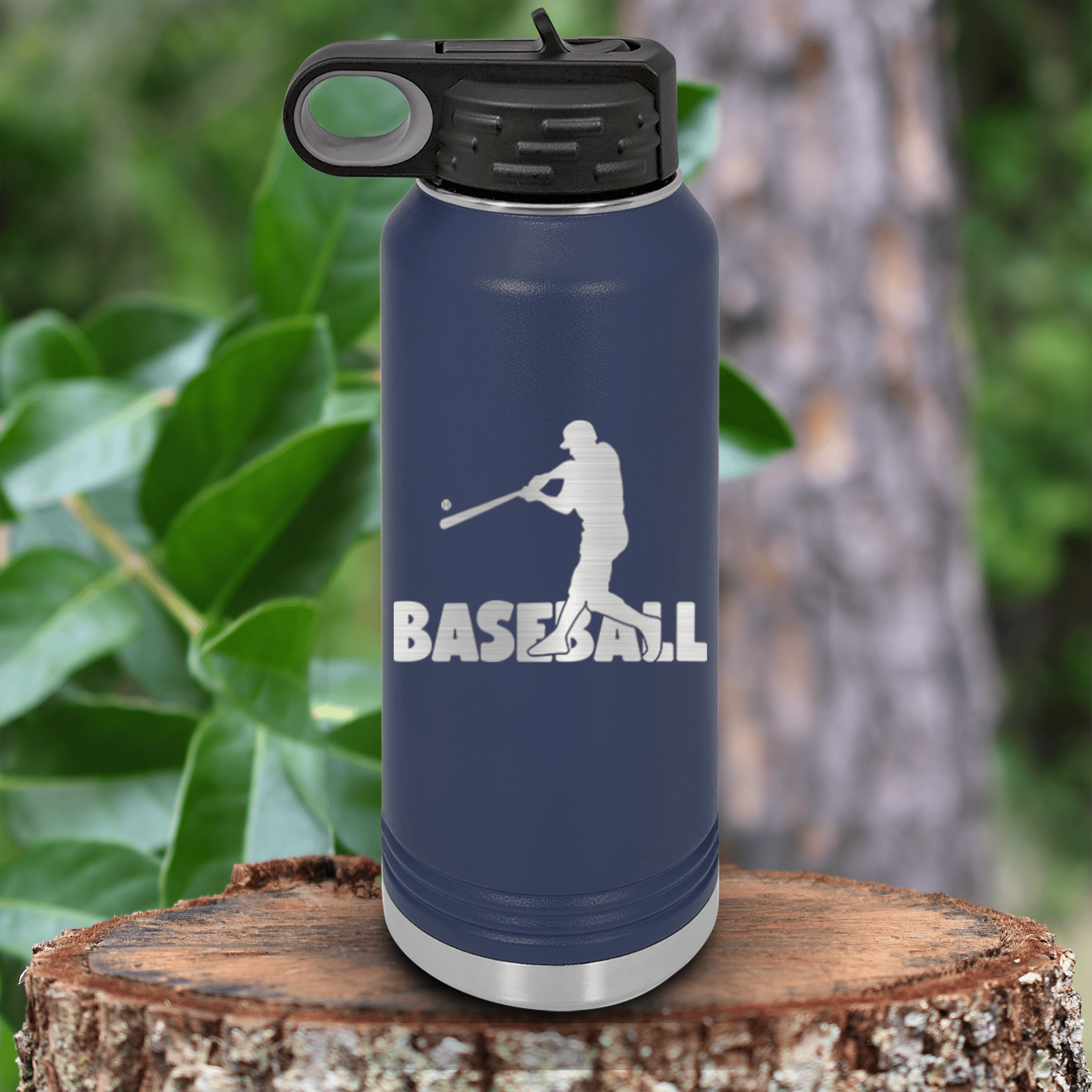 Navy Baseball Water Bottle With Diamond Prodigy Design
