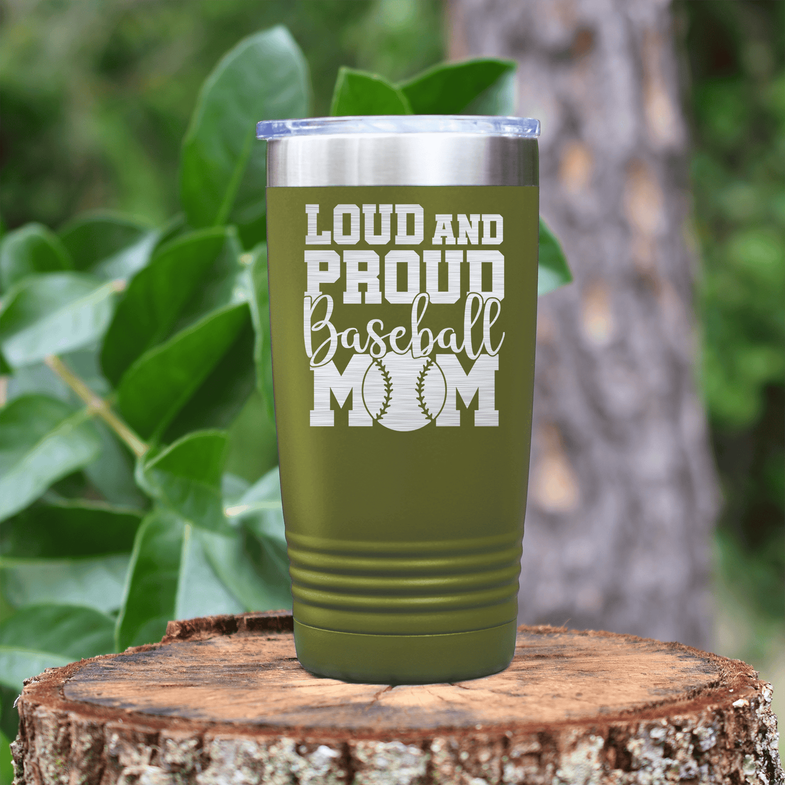 Military Green baseball tumbler Echoing Cheers From The Diamond