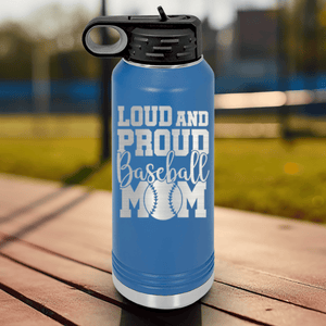 Blue Baseball Water Bottle With Echoing Cheers From The Diamond Design