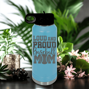 Light Blue Baseball Water Bottle With Echoing Cheers From The Diamond Design
