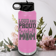Load image into Gallery viewer, Light Purple Baseball Water Bottle With Echoing Cheers From The Diamond Design
