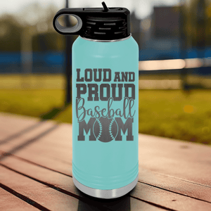 Teal Baseball Water Bottle With Echoing Cheers From The Diamond Design