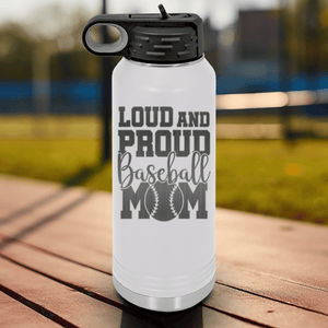 White Baseball Water Bottle With Echoing Cheers From The Diamond Design