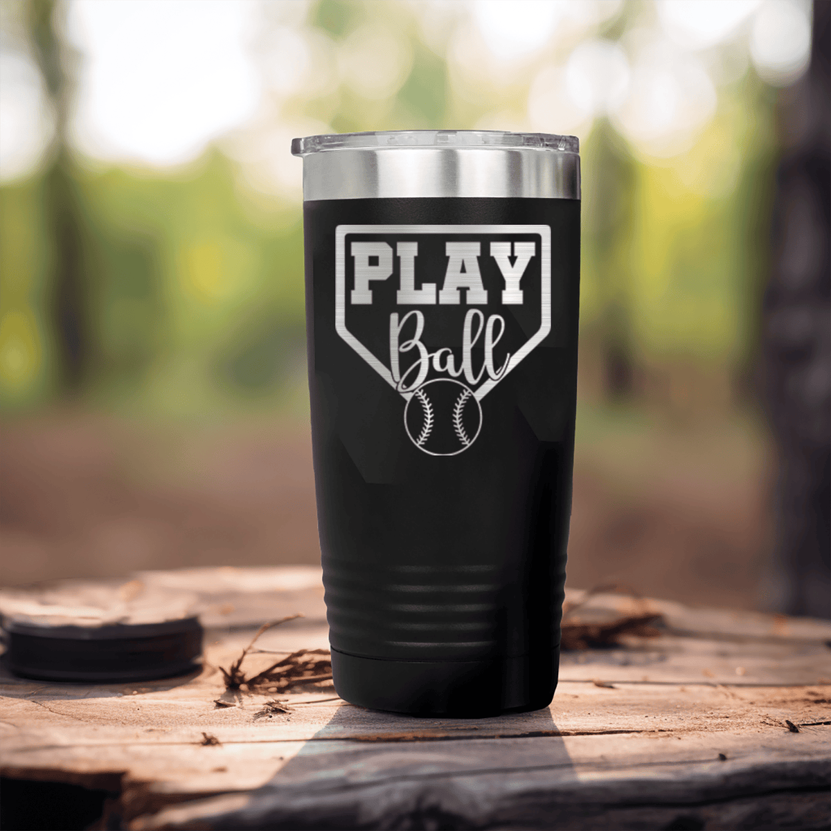 Black baseball tumbler Its Game Time