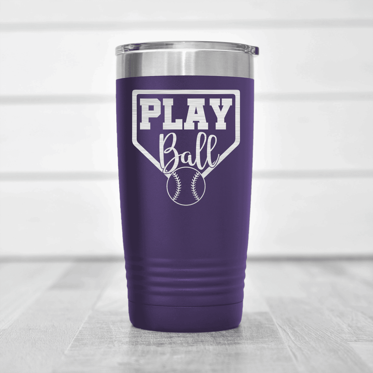 Purple baseball tumbler Its Game Time