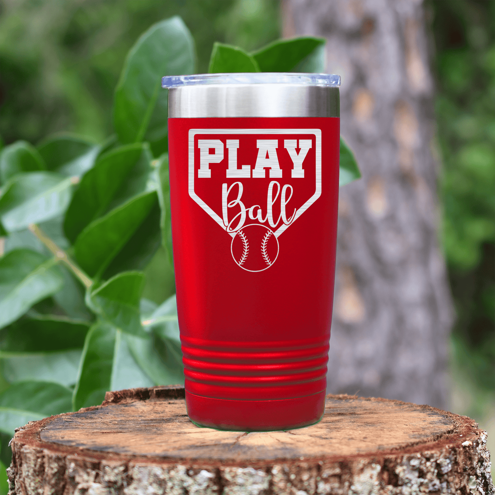 Red baseball tumbler Its Game Time
