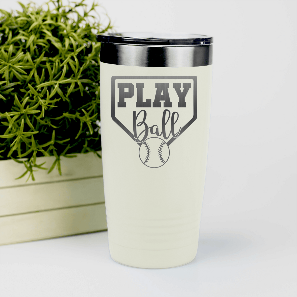 White baseball tumbler Its Game Time