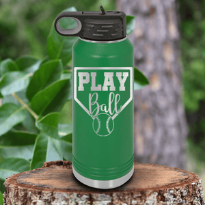 Green Baseball Water Bottle With Its Game Time Design