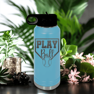 Light Blue Baseball Water Bottle With Its Game Time Design