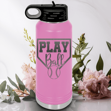 Load image into Gallery viewer, Light Purple Baseball Water Bottle With Its Game Time Design
