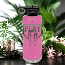 Load image into Gallery viewer, Pink Baseball Water Bottle With Its Game Time Design
