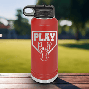 Red Baseball Water Bottle With Its Game Time Design