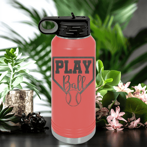 Salmon Baseball Water Bottle With Its Game Time Design