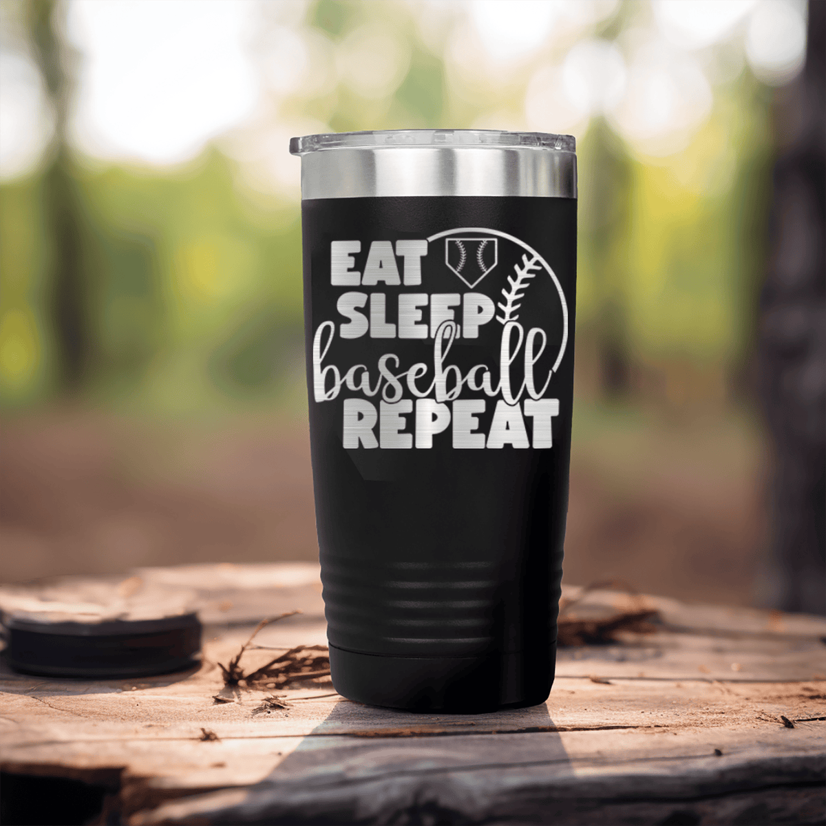 Black baseball tumbler Lifes Rythm Baseball