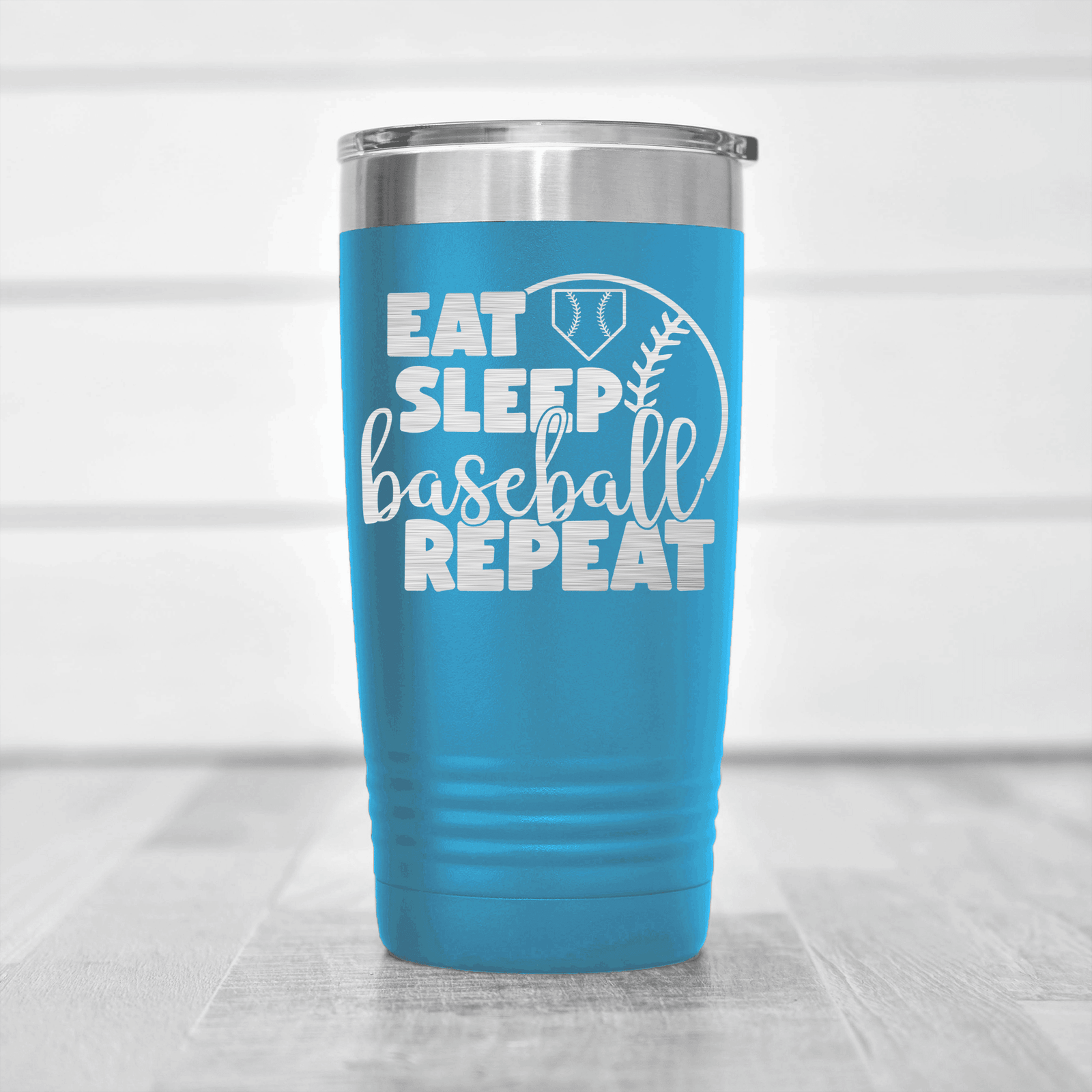 Light Blue baseball tumbler Lifes Rythm Baseball