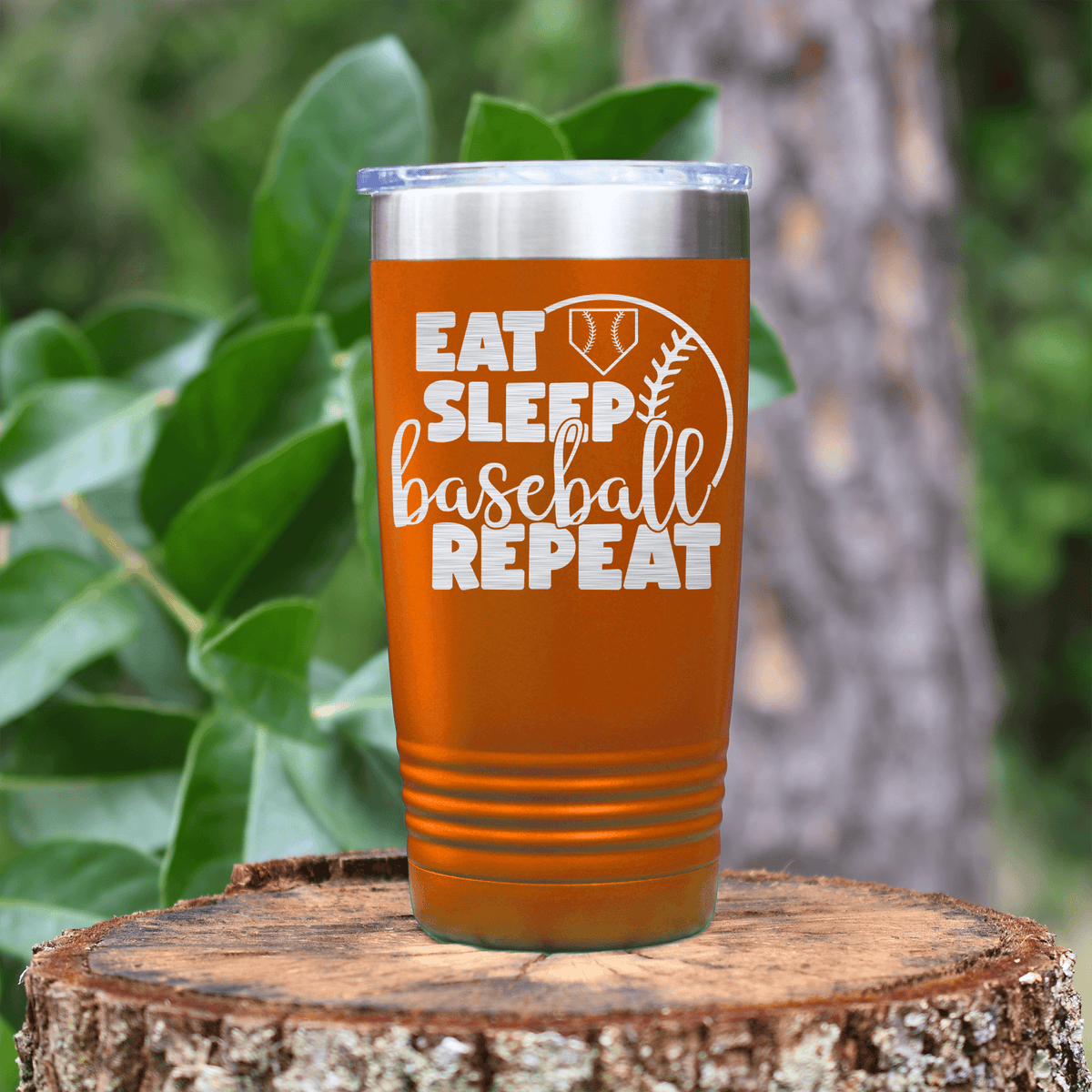 Orange baseball tumbler Lifes Rythm Baseball
