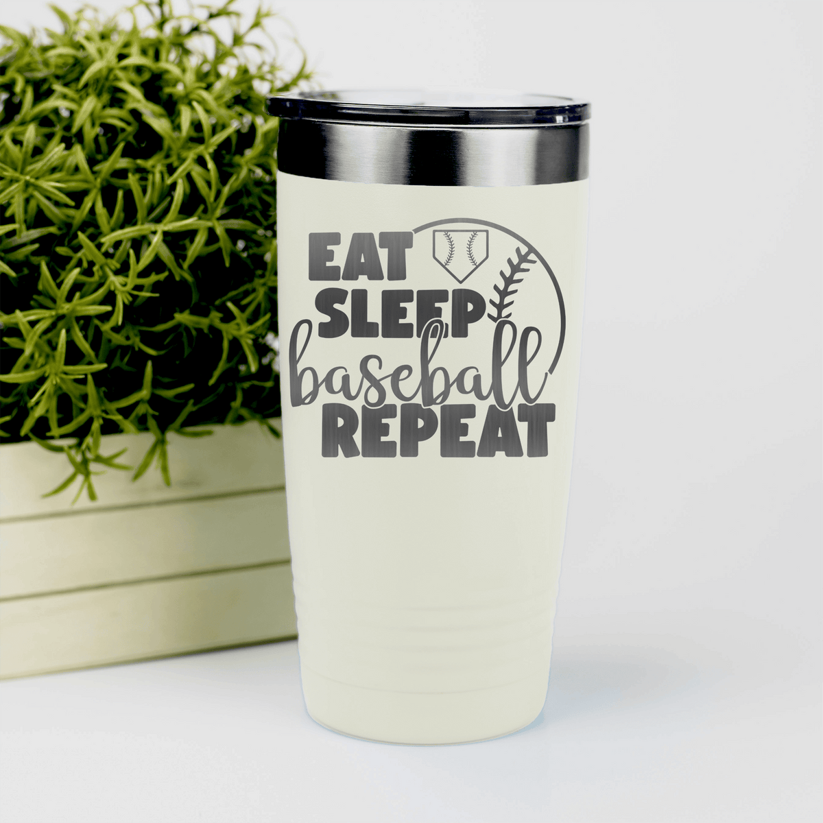 White baseball tumbler Lifes Rythm Baseball