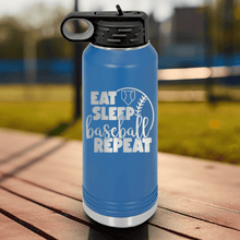 Load image into Gallery viewer, Blue Baseball Water Bottle With Lifes Rythm Baseball Design
