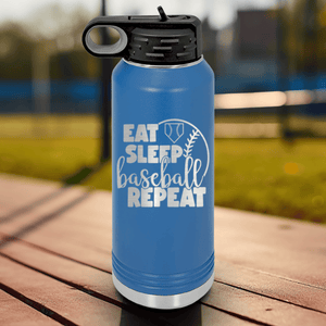 Blue Baseball Water Bottle With Lifes Rythm Baseball Design