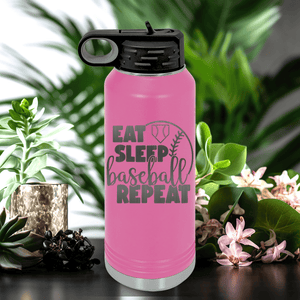 Pink Baseball Water Bottle With Lifes Rythm Baseball Design