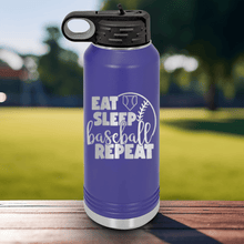 Load image into Gallery viewer, Purple Baseball Water Bottle With Lifes Rythm Baseball Design
