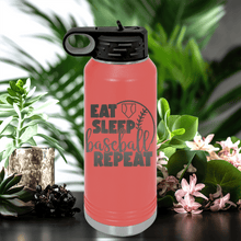 Load image into Gallery viewer, Salmon Baseball Water Bottle With Lifes Rythm Baseball Design
