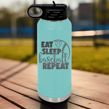 Load image into Gallery viewer, Teal Baseball Water Bottle With Lifes Rythm Baseball Design
