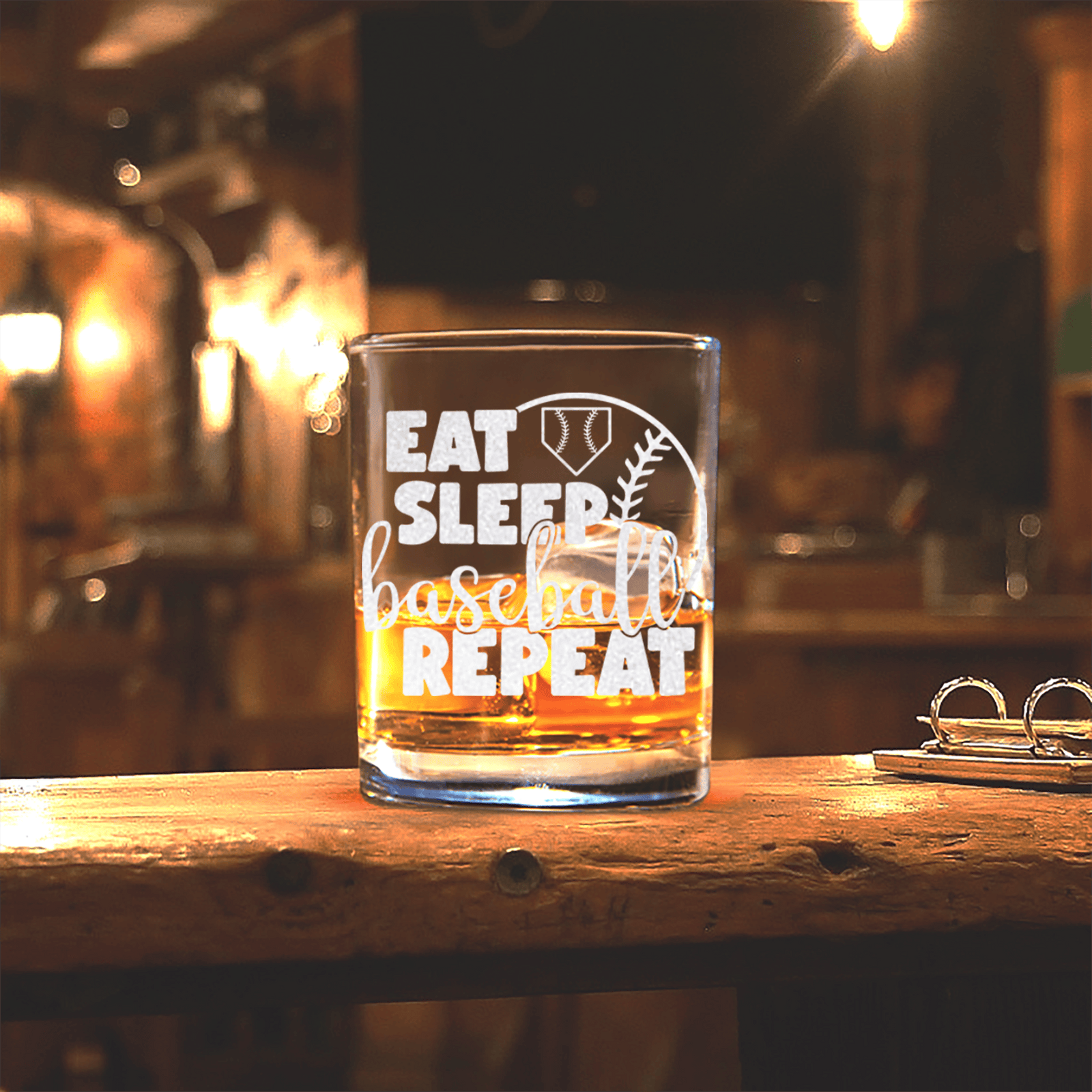 Lifes Rythm Baseball Whiskey Glass