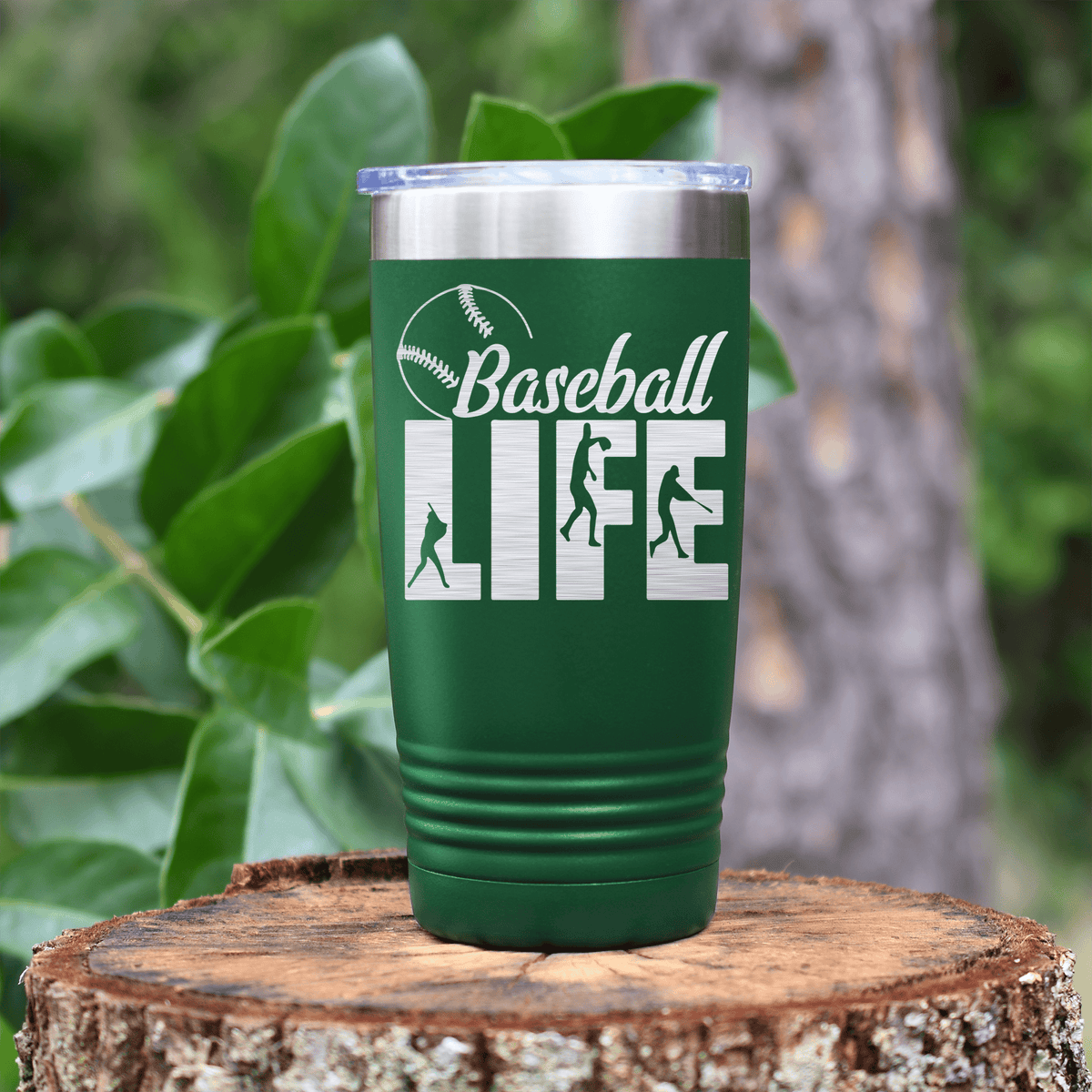 Green baseball tumbler Living The Diamond Dream