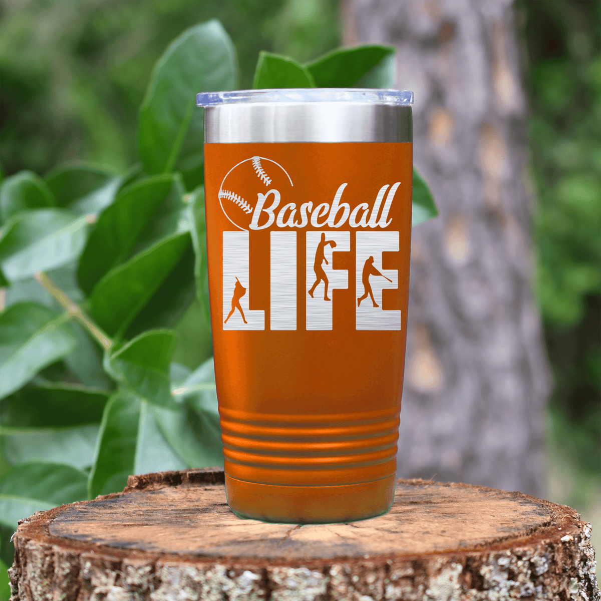 Orange baseball tumbler Living The Diamond Dream