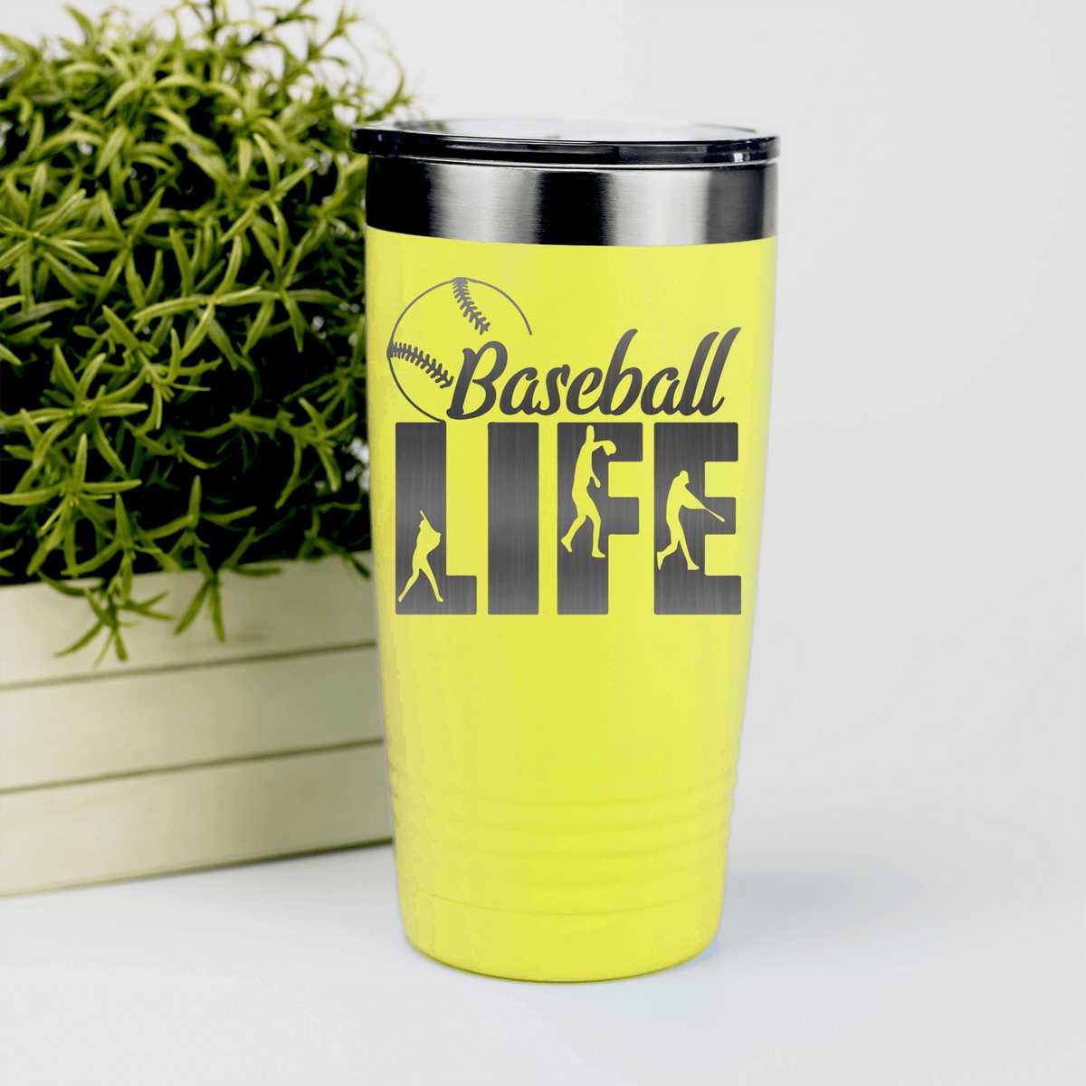 Yellow baseball tumbler Living The Diamond Dream