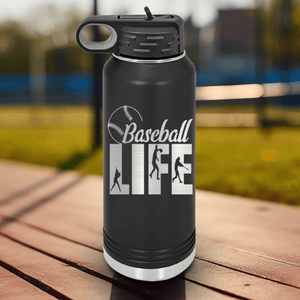 Black Baseball Water Bottle With Living The Diamond Dream Design