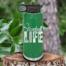 Load image into Gallery viewer, Green Baseball Water Bottle With Living The Diamond Dream Design
