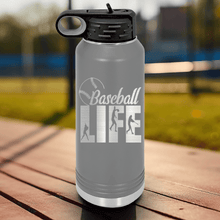 Load image into Gallery viewer, Grey Baseball Water Bottle With Living The Diamond Dream Design
