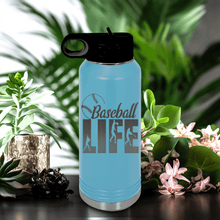 Load image into Gallery viewer, Light Blue Baseball Water Bottle With Living The Diamond Dream Design
